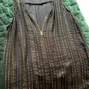 EXPRESS Holiday Sparkle zip tank, black and gold size large